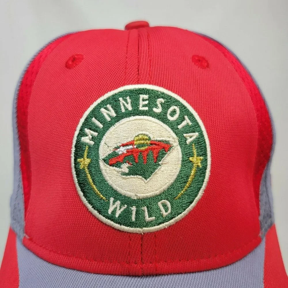Reebok Faceoff Minnesota Wild Flex Fitted Hat L/XL Gray Red